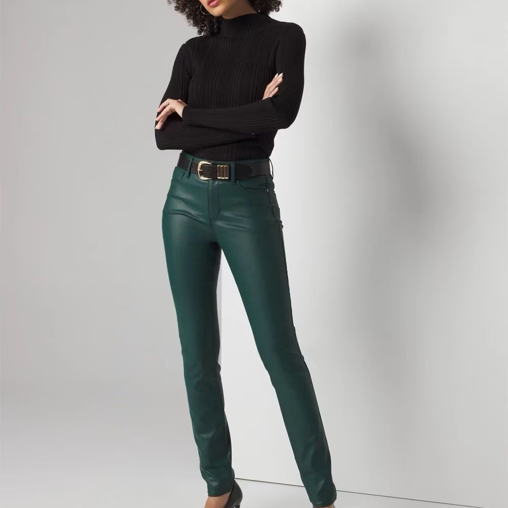 High-Rise Skinny Coated Denim, WHBM, Dark Sea, Size 6, Never Worn